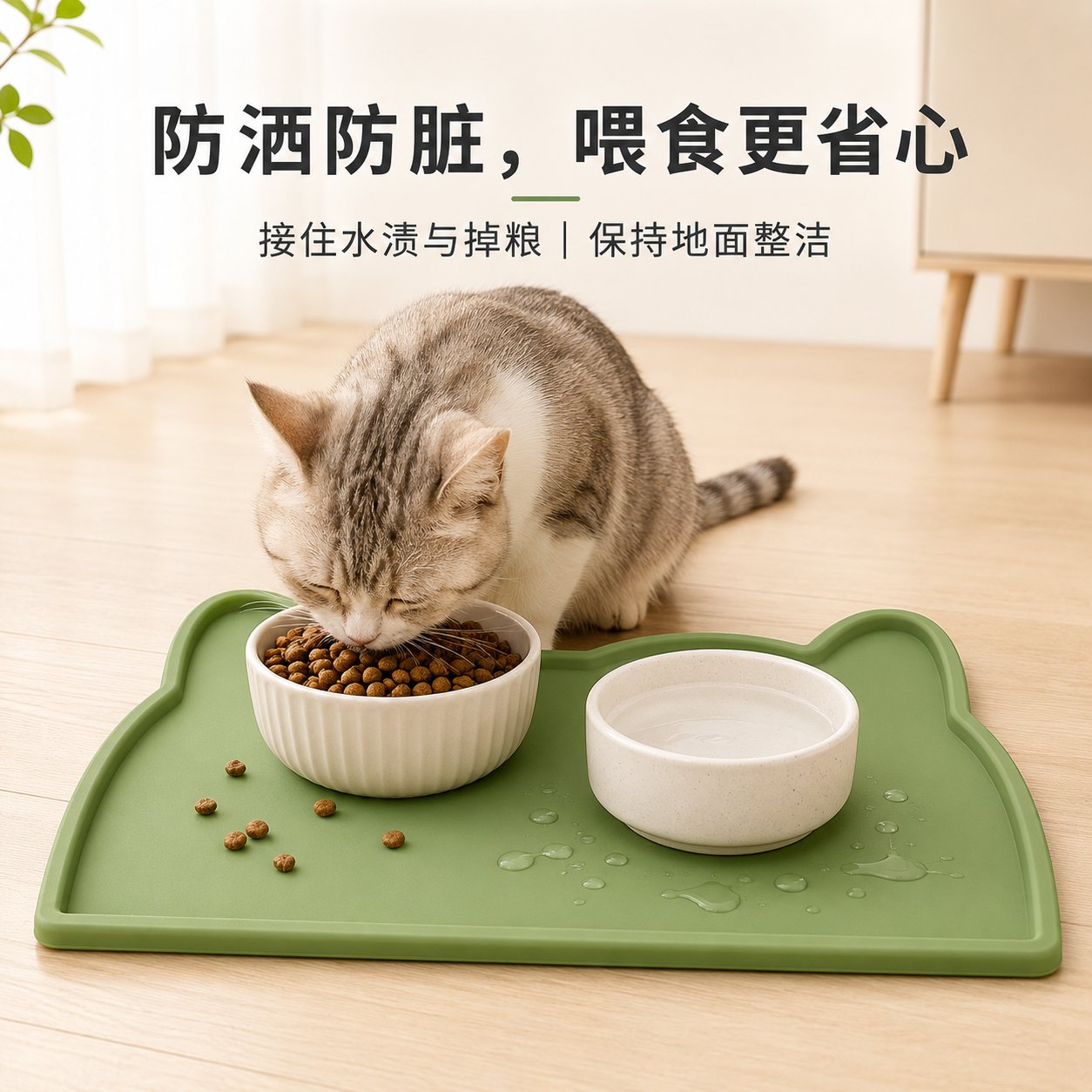 Cat-Face Silicone Feeding Mat for Cleaner Pet Feeding Areas 4