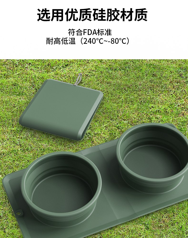 Collapsible Double Pet Bowl for Travel Feeding and Drinking 2