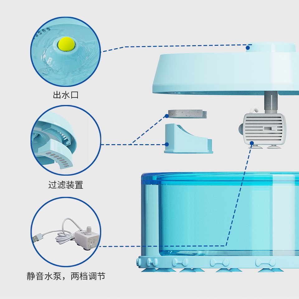 Volcano-Style Pet Water Fountain With Round Circulating Flow 2