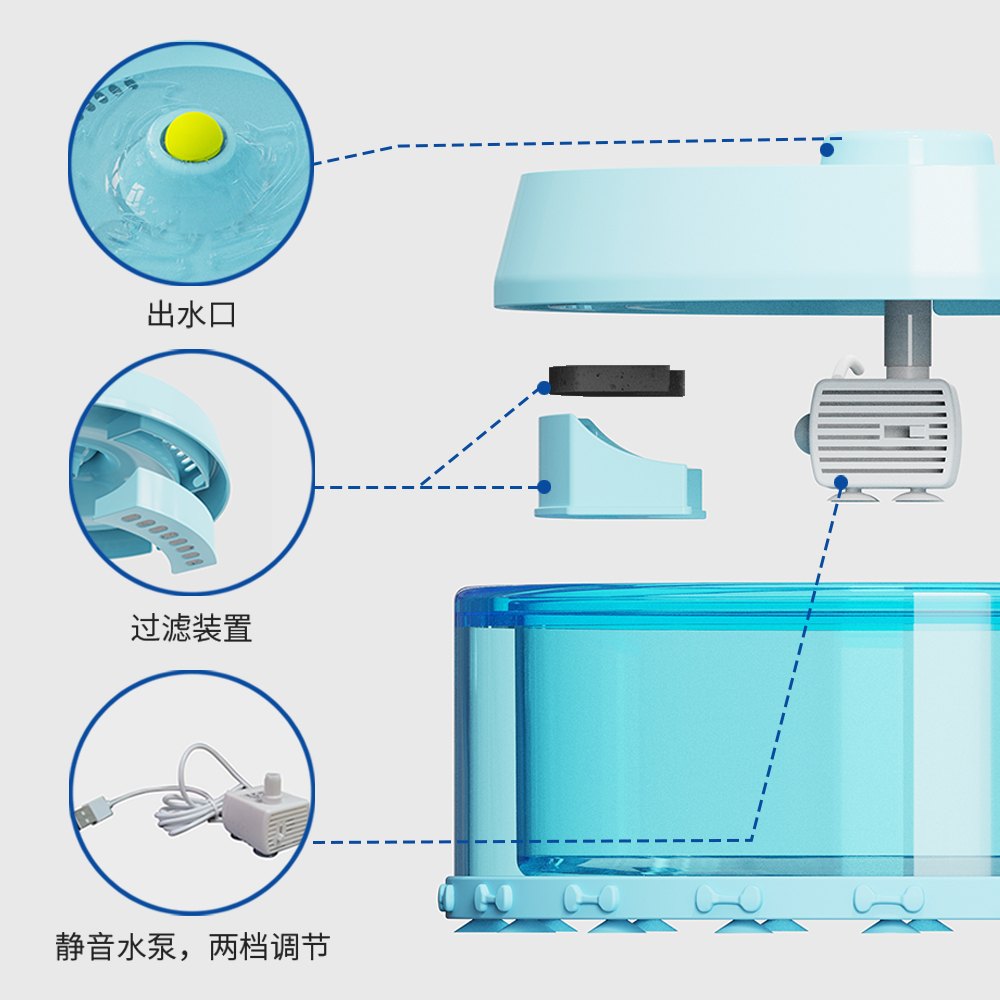 Volcano-Style Pet Water Fountain With Round Circulating Flow 5